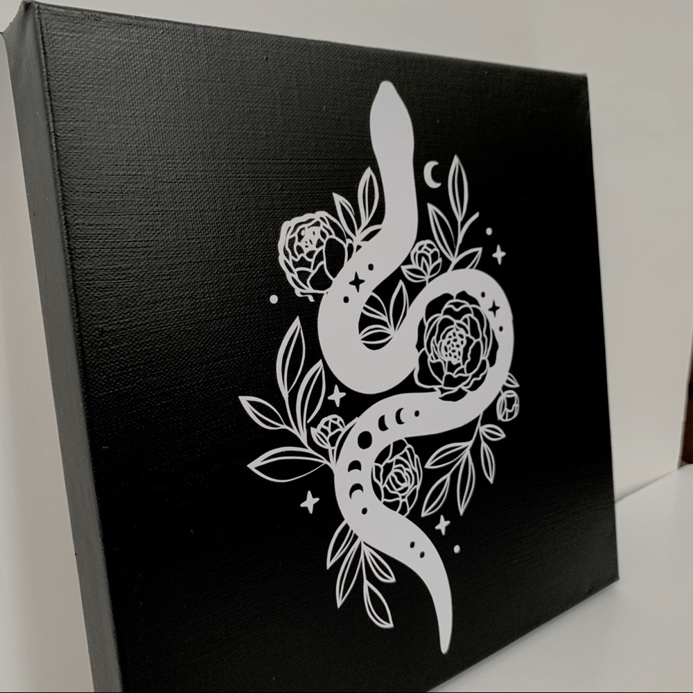 Handmade Gothic Snake & Roses Canvas - Picture 3 of 8
